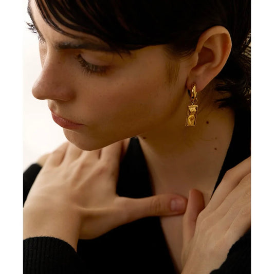 Zuri Sculpture Earrings - 18K Gold Plated Drop Earrings for Women | ENNVY
