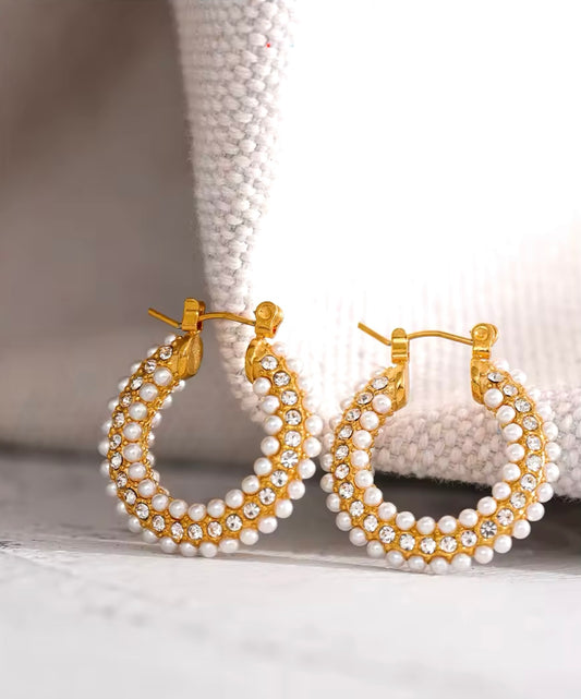 Pearls Before Everything Hoops - 18K Gold Plated Hoop Earrings for Women | ENNVY