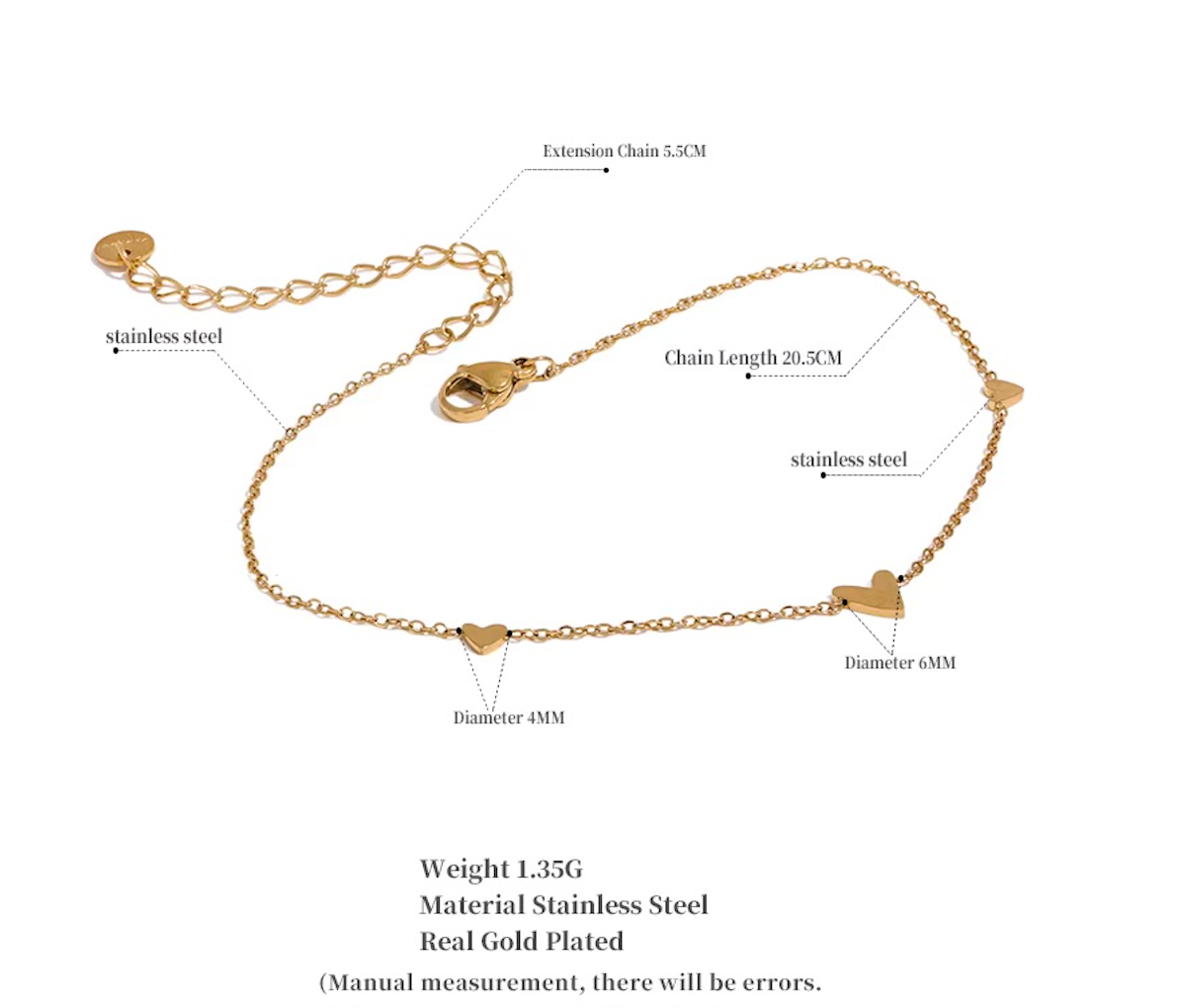 Love on Repeat Anklet - 18K Gold Plated Gold Anklet for Women | ENNVY