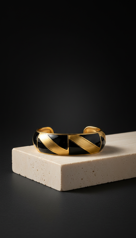 Black Enamel Cuff Bracelet
