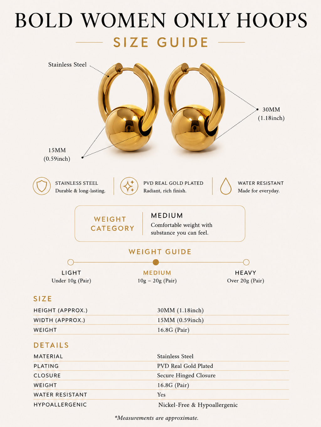 Bold Women Only Hoops, 18K gold-plated sculptural statement hoop earrings, view 7 of 14