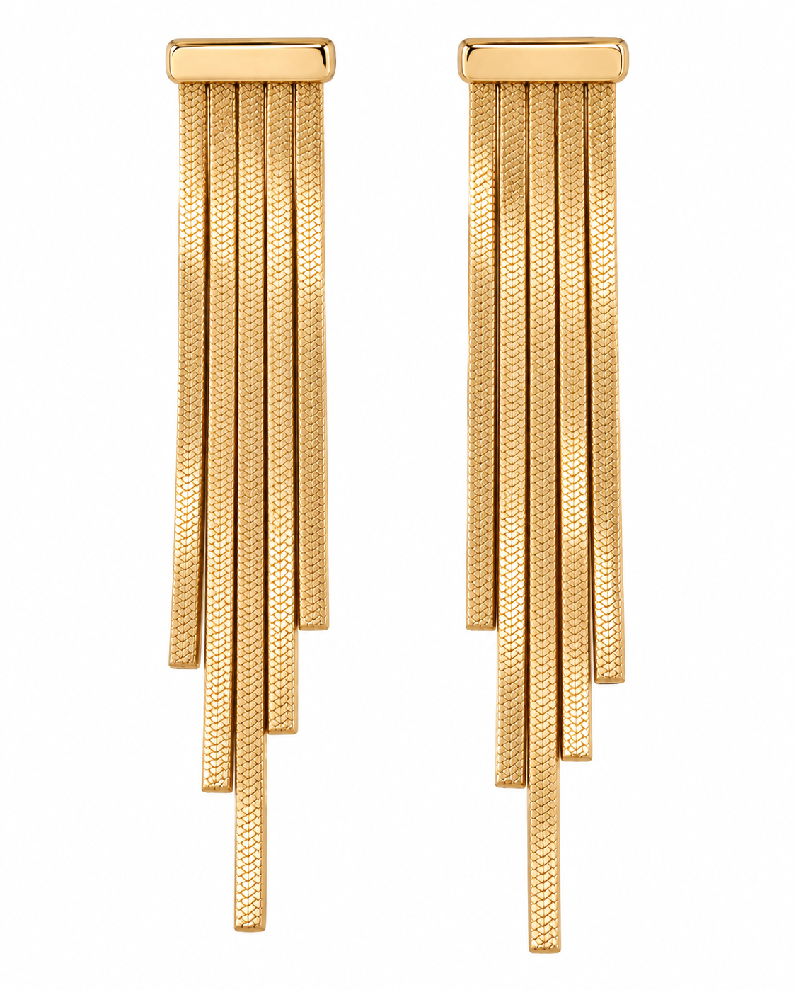Carter Dangle Earrings by ENNVY, 18K gold-plated dangle earrings with three fluid chain drops