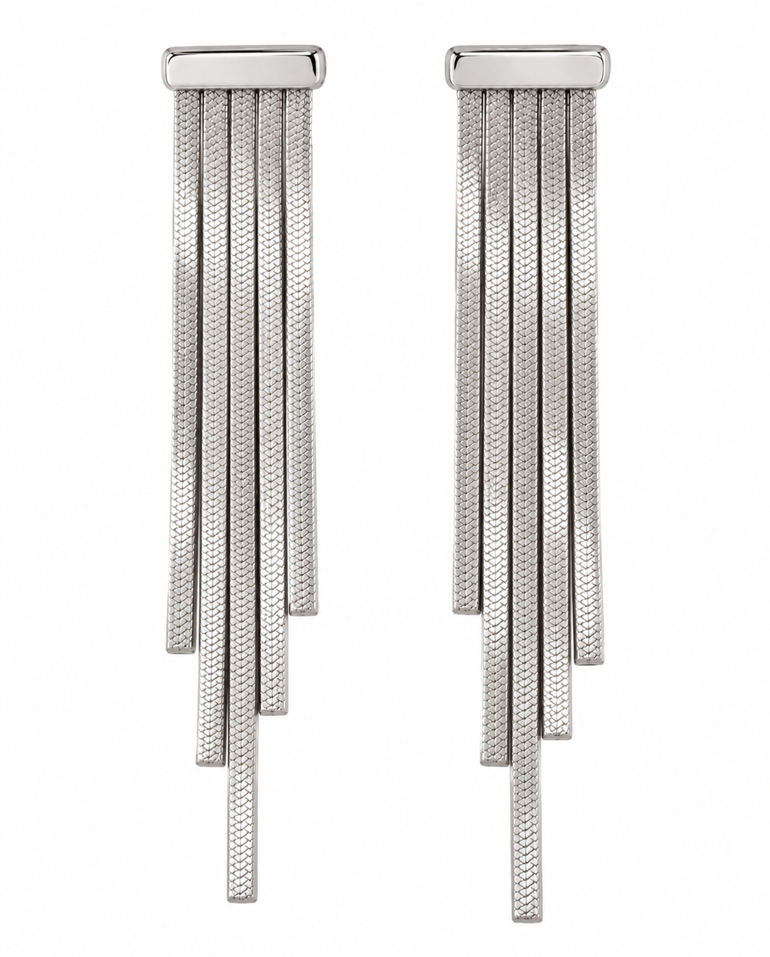Carter Dangle Earrings, 18K gold-plated dangle earrings with three fluid chain drops, view 6 of 13
