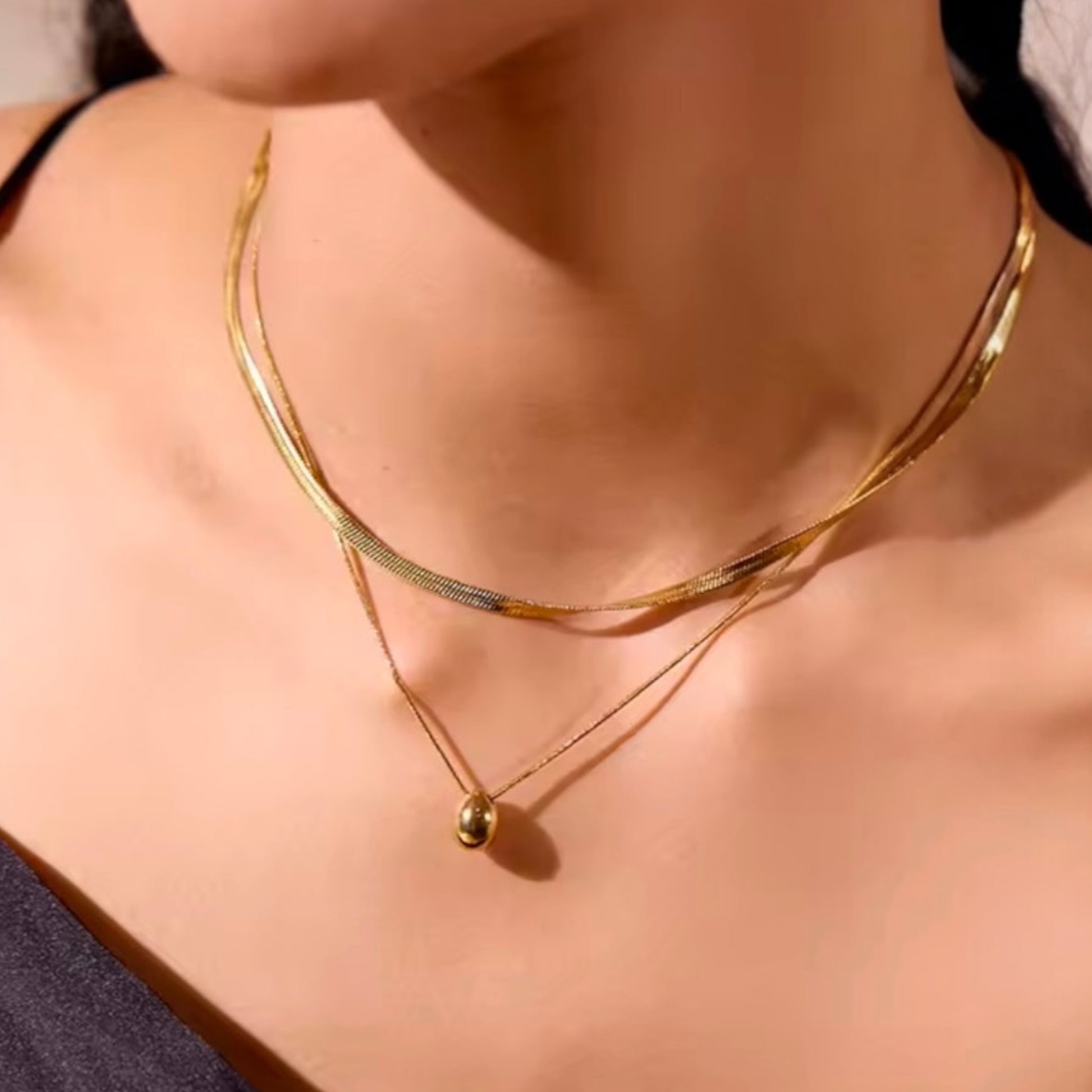 Layers on Lock Necklace - 18K Gold Plated Layered Necklace for Women | ENNVY
