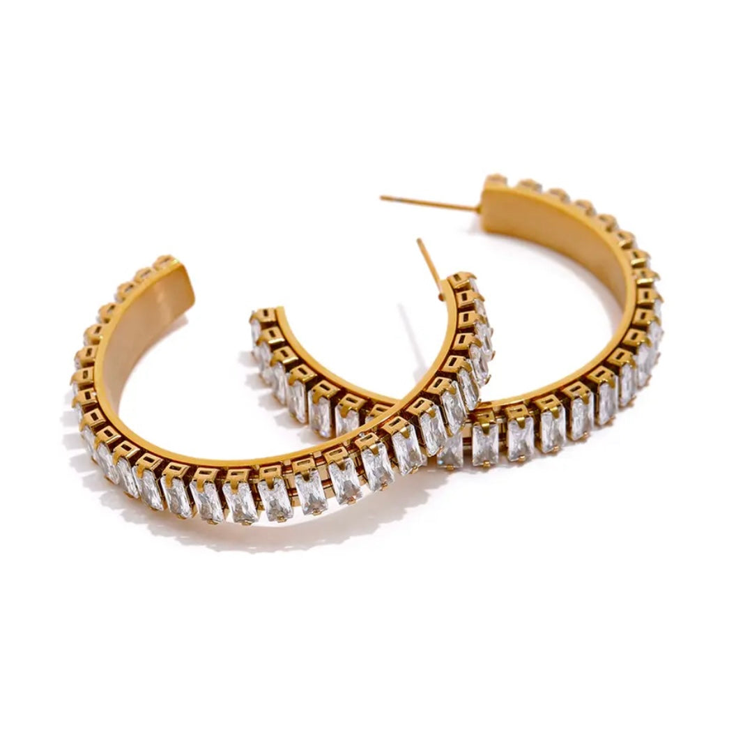Romy Diamond Hoops - 18K Gold Plated Hoop Earrings for Women | ENNVY