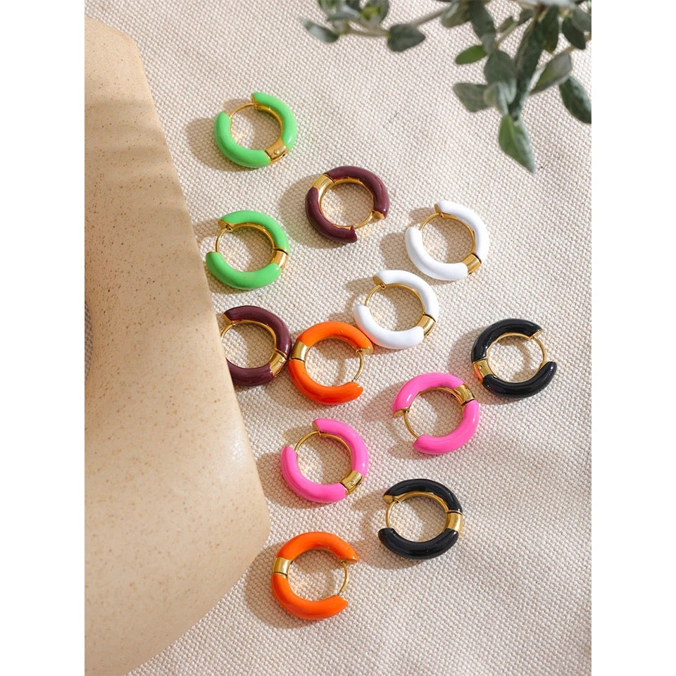 Tinted With Intention Hoops - 18K Gold Plated Huggie Hoop Earrings for Women | ENNVY