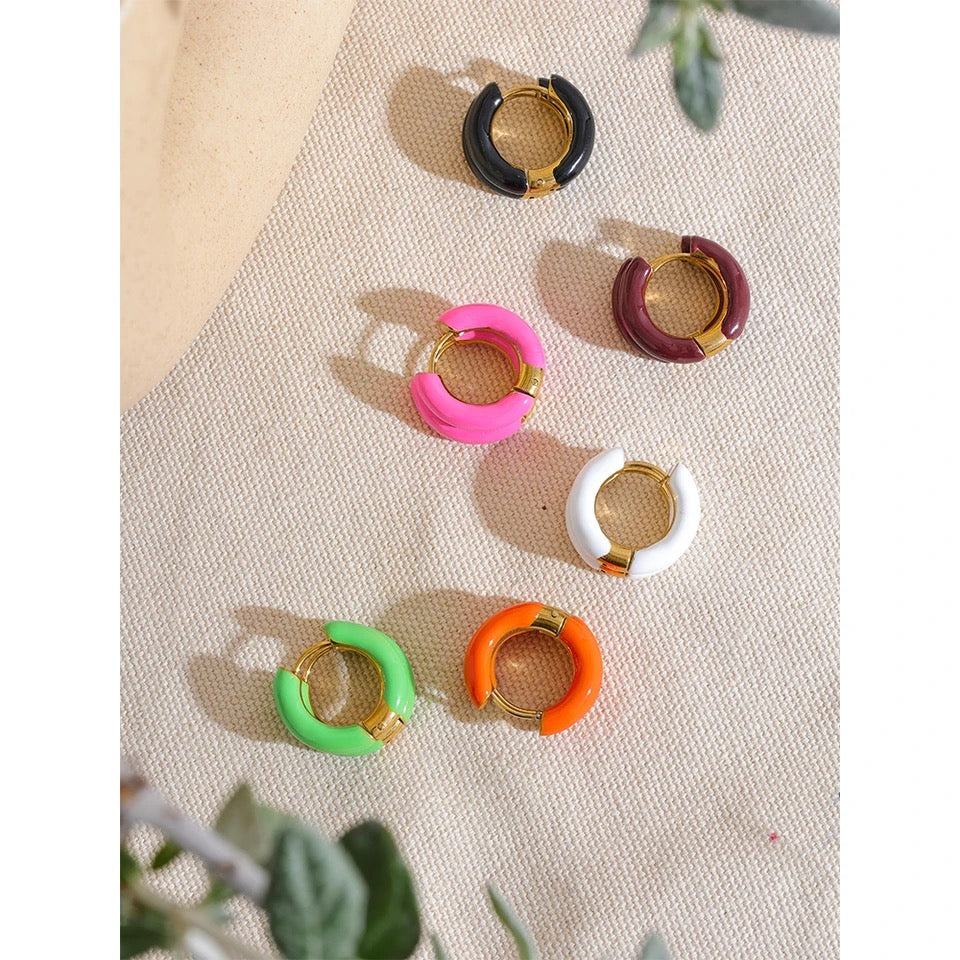 Tinted With Intention Hoops - 18K Gold Plated Huggie Hoop Earrings for Women | ENNVY
