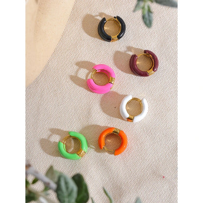 Tinted With Intention Hoops - 18K Gold Plated Huggie Hoop Earrings for Women | ENNVY
