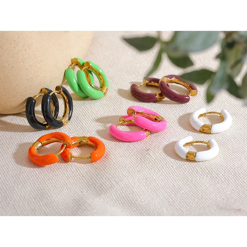 Tinted With Intention Hoops - 18K Gold Plated Huggie Hoop Earrings for Women | ENNVY