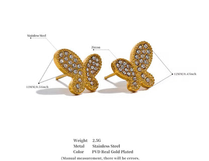 Butterfly Kiss Studs - 18K Gold Plated Stud Earrings for Women | ENNVY