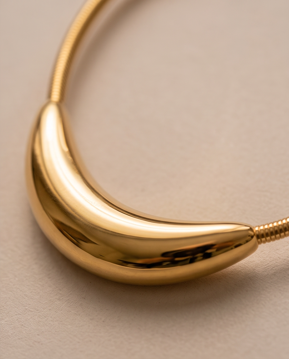 Bold Collar, 18K gold-plated sculptural statement collar necklace, view 8 of 14