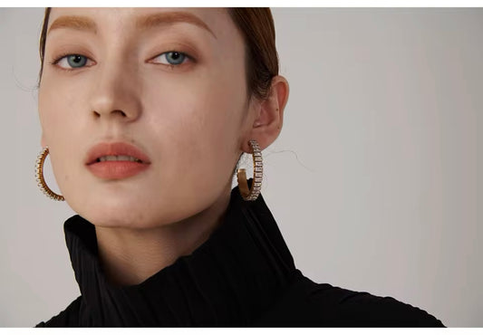 Romy Diamond Hoops - 18K Gold Plated Hoop Earrings for Women | ENNVY