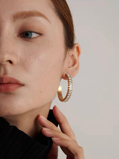 Romy Diamond Hoops - 18K Gold Plated Hoop Earrings for Women | ENNVY