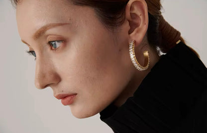 Romy Diamond Hoops - 18K Gold Plated Hoop Earrings for Women | ENNVY
