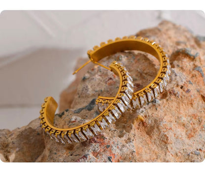 Romy Diamond Hoops - 18K Gold Plated Hoop Earrings for Women | ENNVY