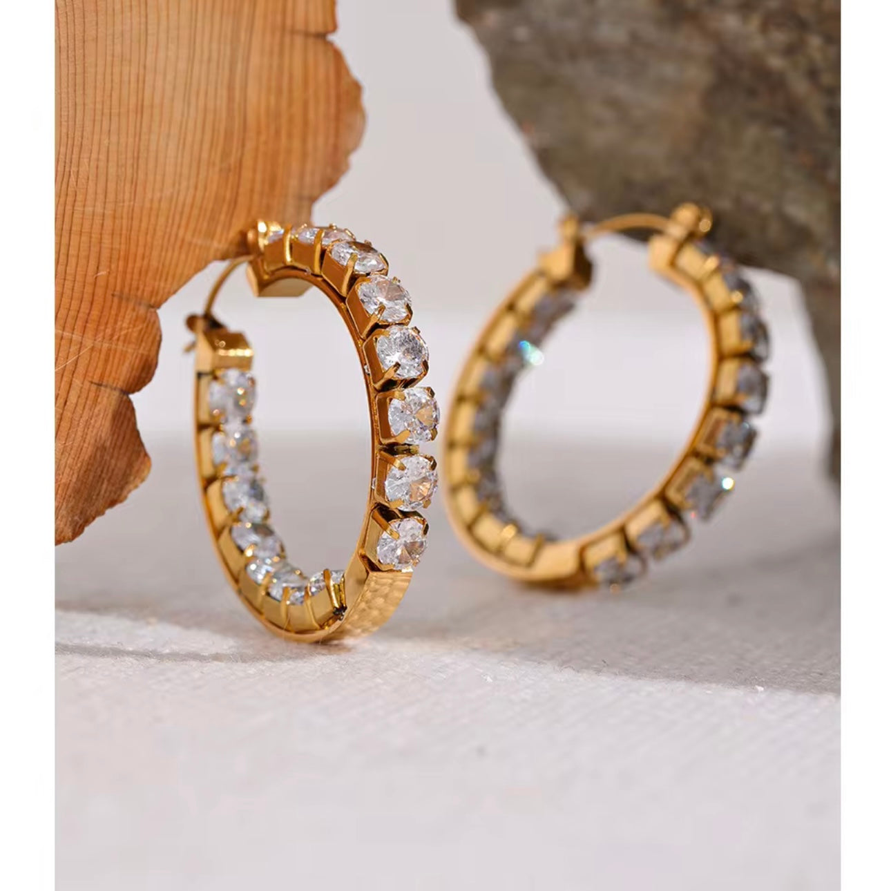 Boujie Bling Hoops - 18K Gold Plated Hoop Earrings for Women | ENNVY