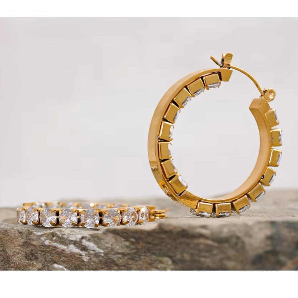 Boujie Bling Hoops - 18K Gold Plated Hoop Earrings for Women | ENNVY