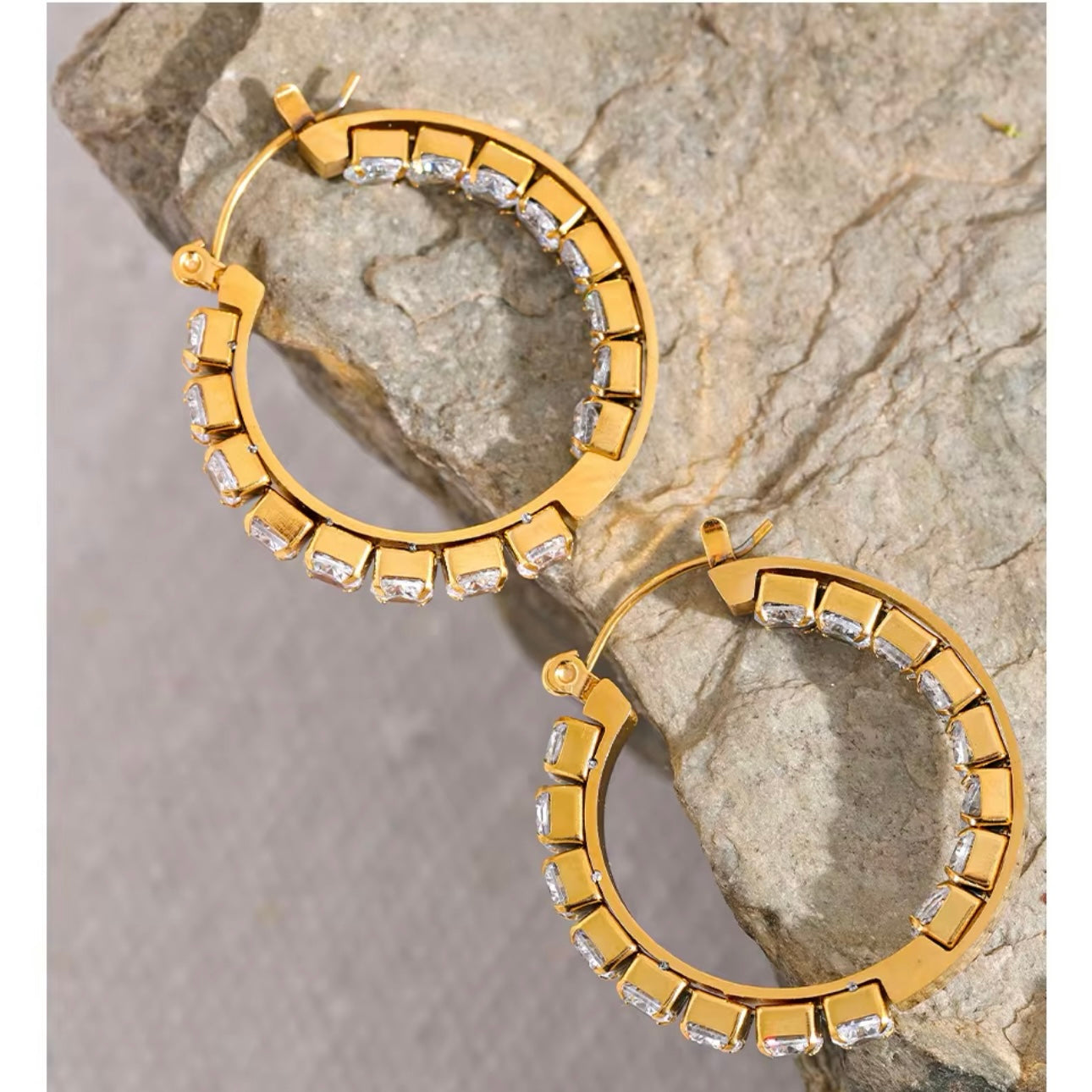 Boujie Bling Hoops - 18K Gold Plated Hoop Earrings for Women | ENNVY