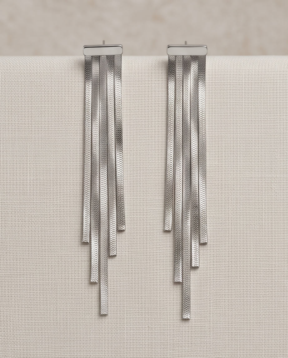Carter Dangle Earrings, 18K gold-plated dangle earrings with three fluid chain drops, view 12 of 13