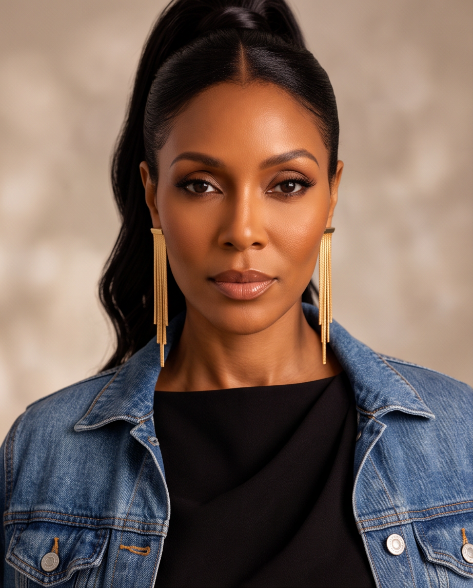 Carter Dangle Earrings, 18K gold-plated dangle earrings with three fluid chain drops, view 4 of 13