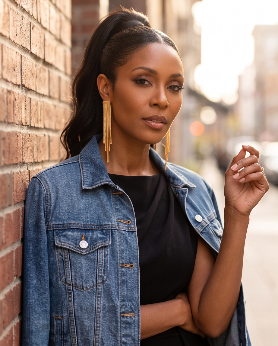 Carter Dangle Earrings, 18K gold-plated dangle earrings with three fluid chain drops, view 5 of 13