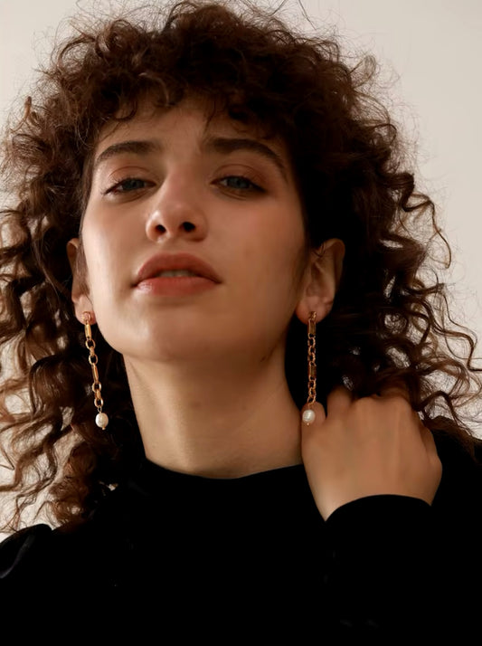 Kiana Pearl Dangles - 18K Gold Plated Drop Earrings for Women | ENNVY