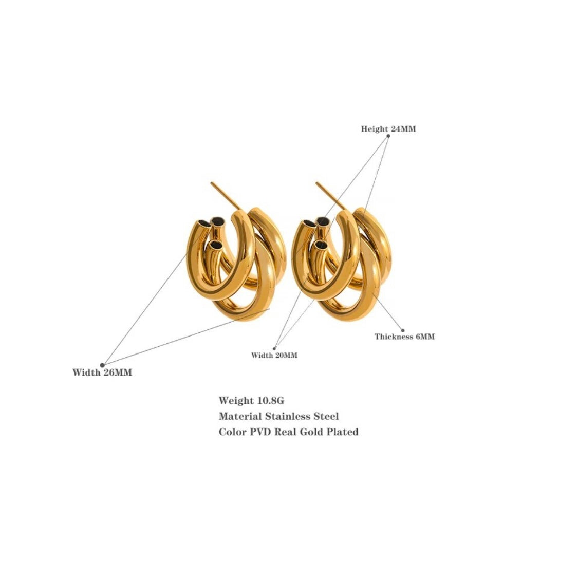 Halle Hoops - 18K Gold Plated Hoop Earrings for Women | ENNVY