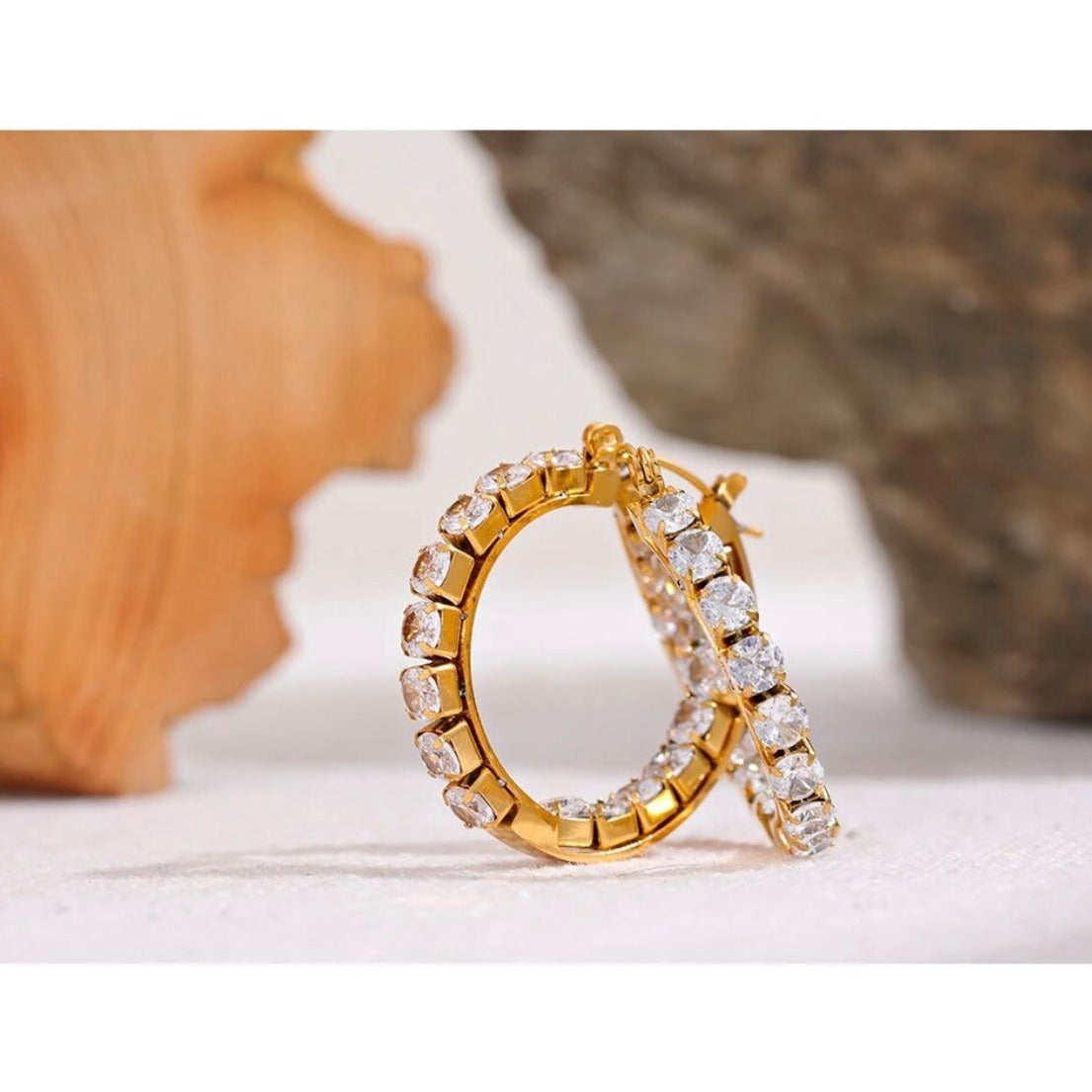 Boujie Bling Hoops - 18K Gold Plated Hoop Earrings for Women | ENNVY
