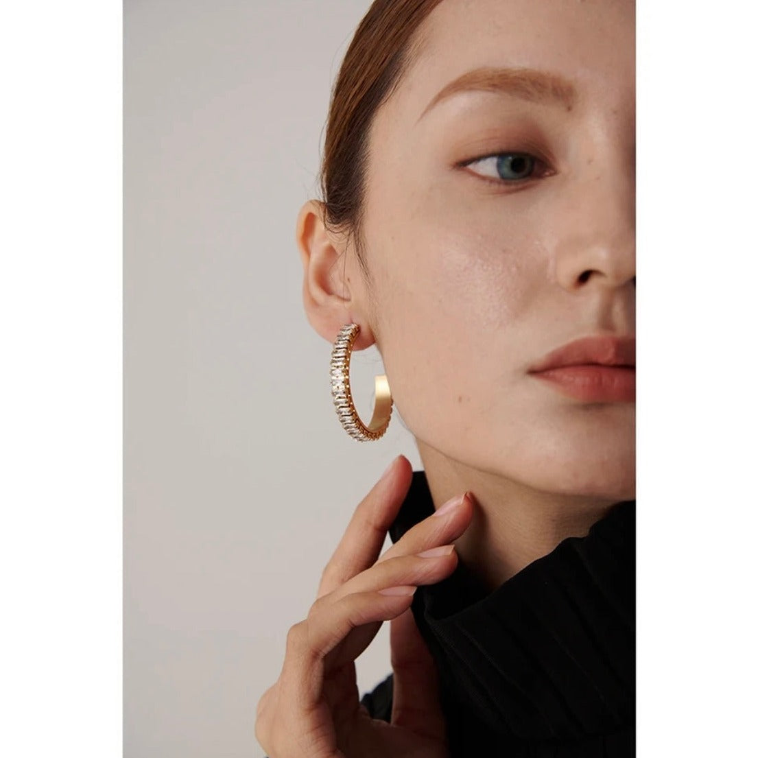 Romy Diamond Hoops - 18K Gold Plated Hoop Earrings for Women | ENNVY