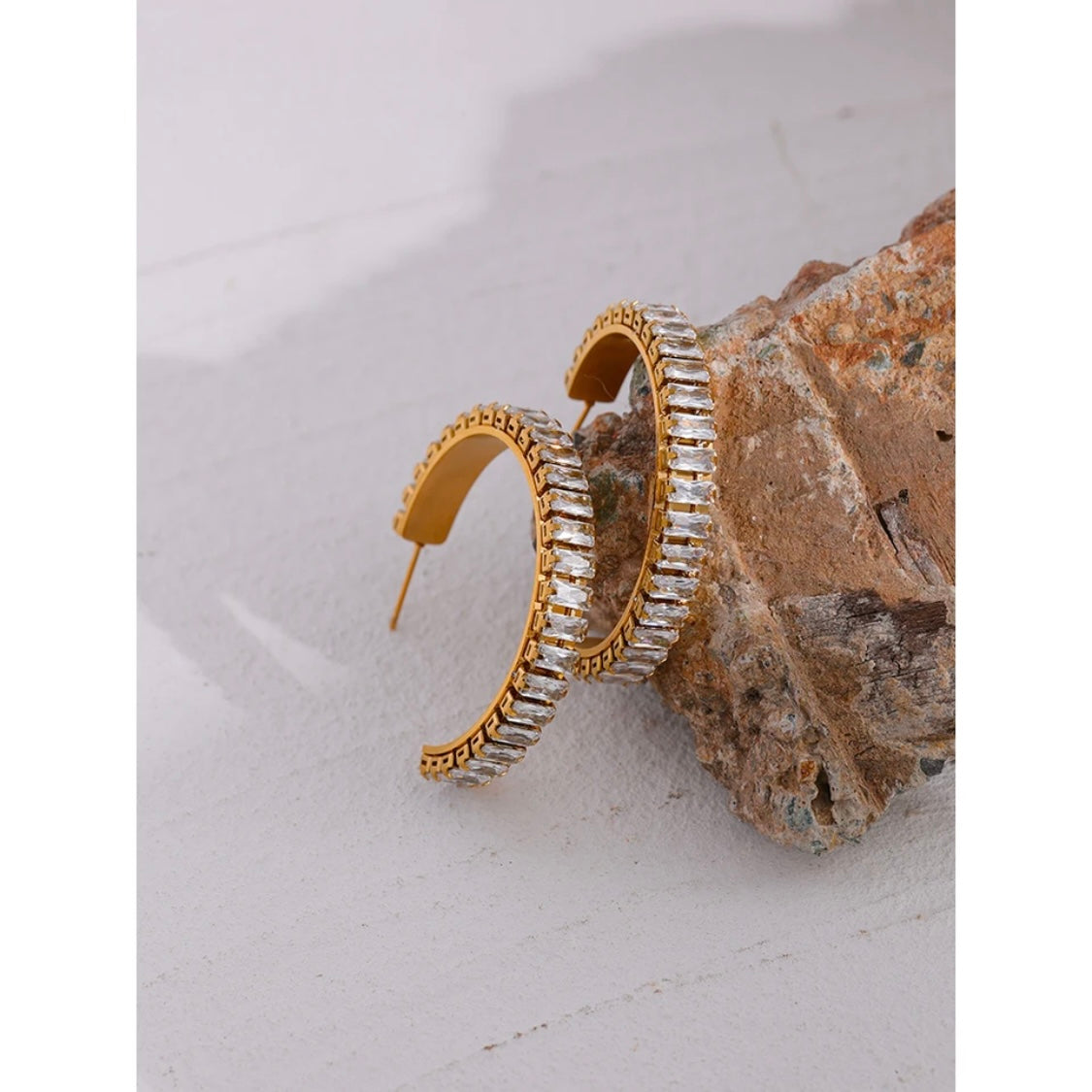 Romy Diamond Hoops - 18K Gold Plated Hoop Earrings for Women | ENNVY