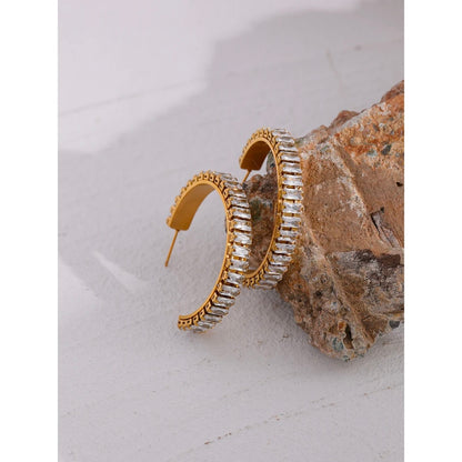Romy Diamond Hoops - 18K Gold Plated Hoop Earrings for Women | ENNVY