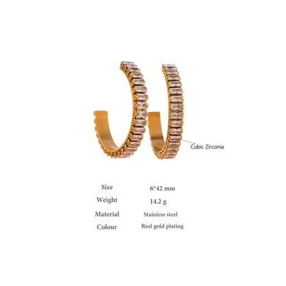 Romy Diamond Hoops - 18K Gold Plated Hoop Earrings for Women | ENNVY