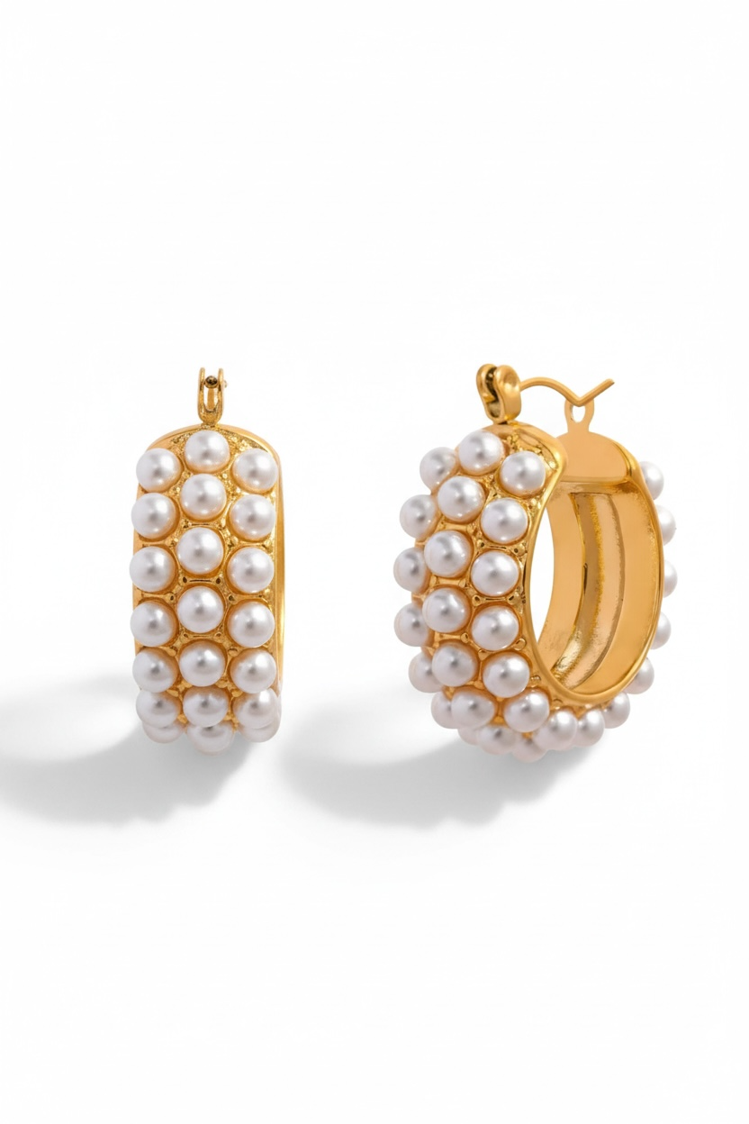Pearls, Period. Hoops - 18K Gold Plated Hoop Earrings for Women | ENNVY