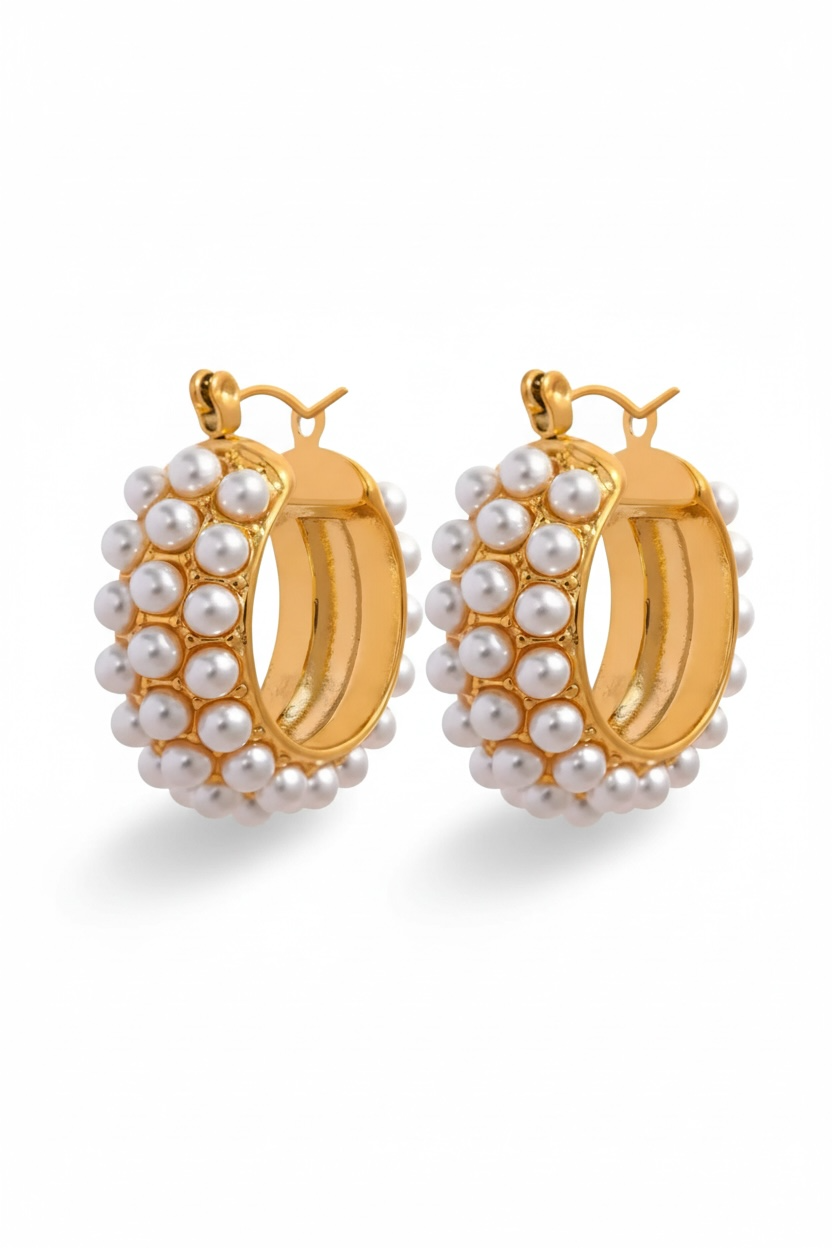 Pearls, Period. Hoops - 18K Gold Plated Hoop Earrings for Women | ENNVY