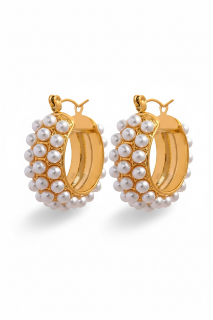 Pearls, Period. Hoops - 18K Gold Plated Hoop Earrings for Women | ENNVY