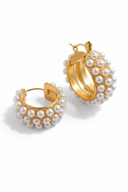 Pearls, Period. Hoops - 18K Gold Plated Hoop Earrings for Women | ENNVY