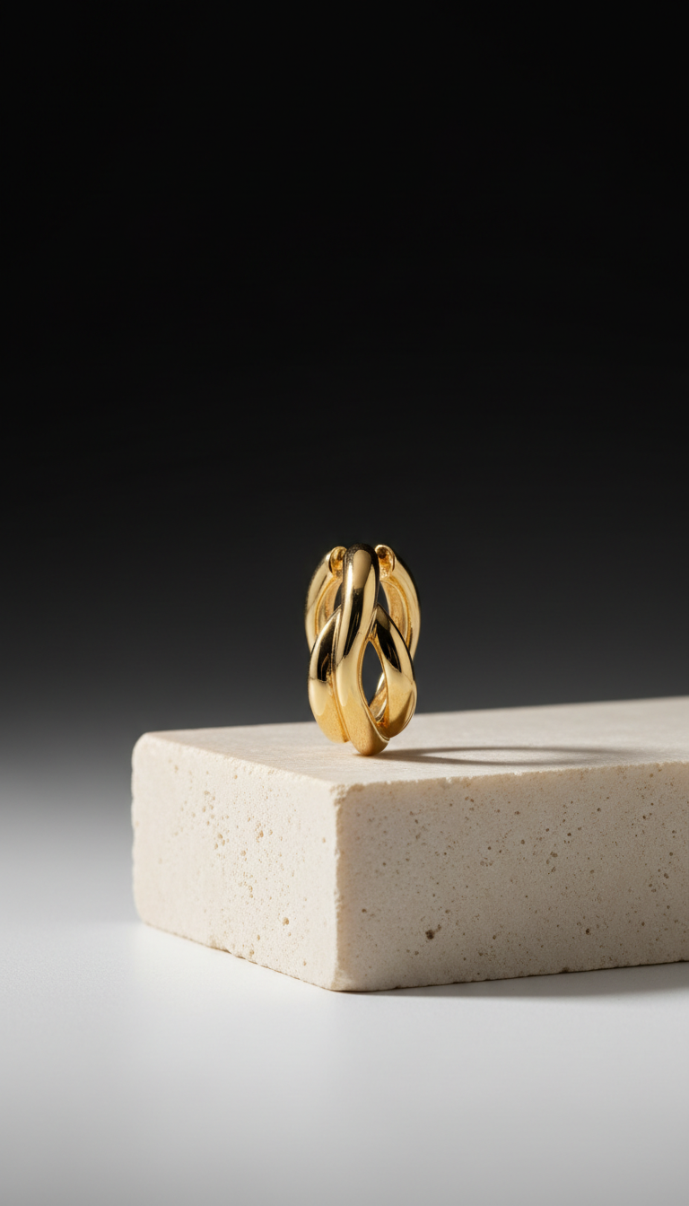 18k Gold Sculpted Hoop Earrings