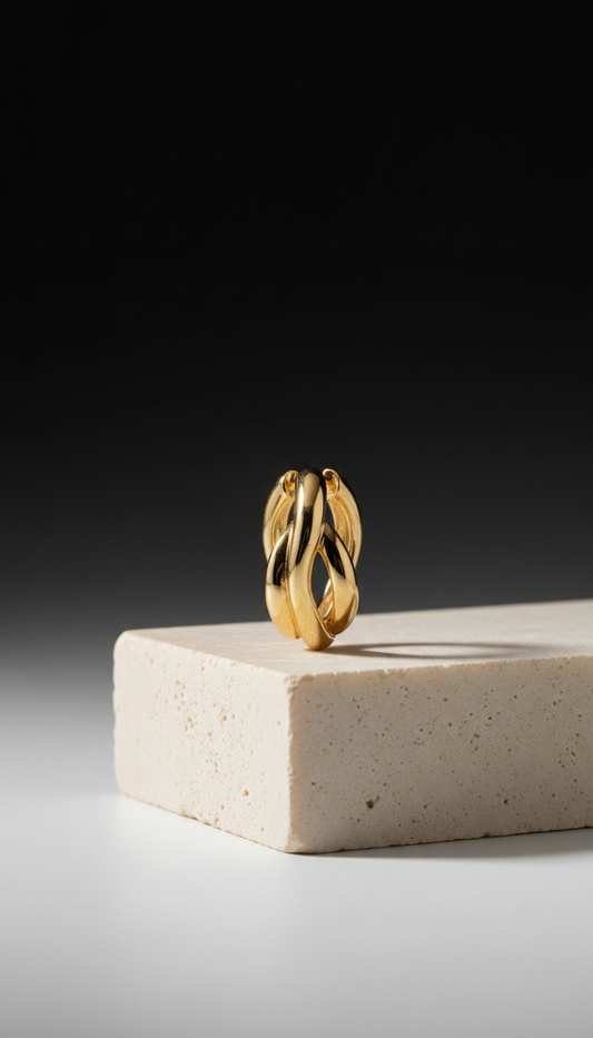 18k Gold Sculpted Hoop Earrings