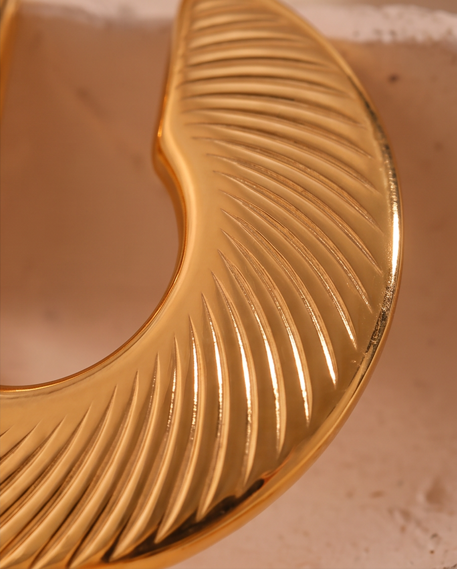 Close-up of the ridged texture on Unmistakably Chic Hoops
