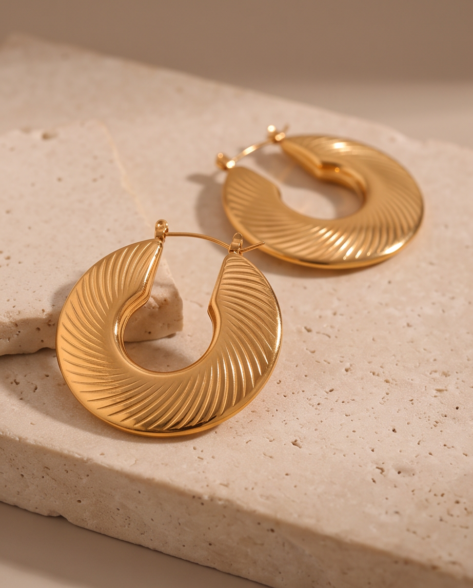 Unmistakably Chic sculptural gold hoop earrings